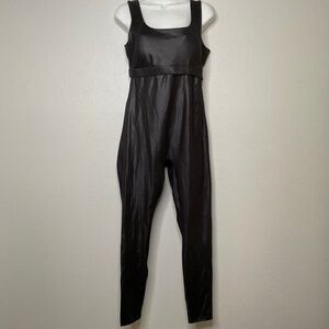 Fabletics Motion365+ Shine Jumpsuit Black Size L Faux Leather Catsuit